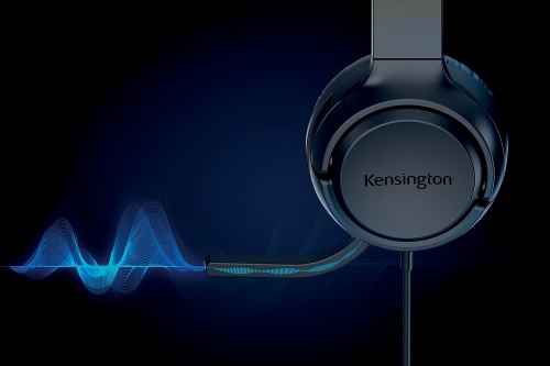 Casti Kensington EQ H950 On-Ear, reglabile, microfon cu anulare sunet inclus, cu fir 180 cm, conexiune duala USB-C/USB-A, negru
